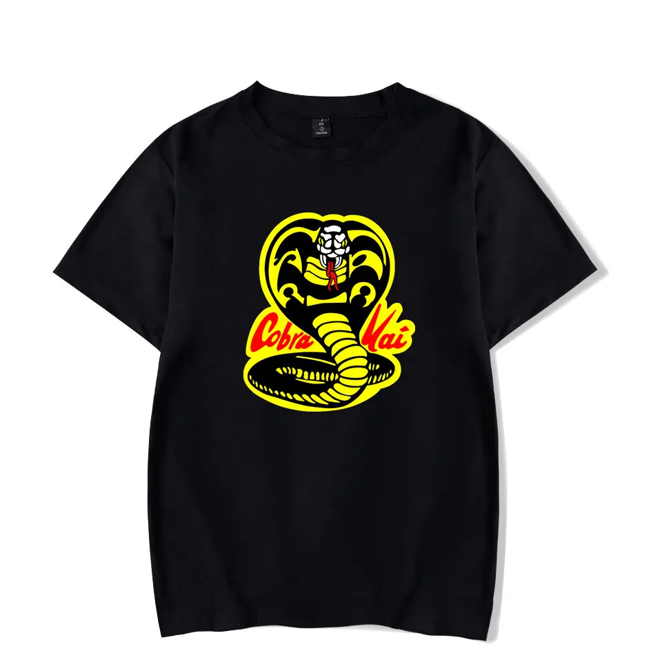 Мужская футболка с коротким рукавом Cobra Kai черная принтом в стиле ретро A5372