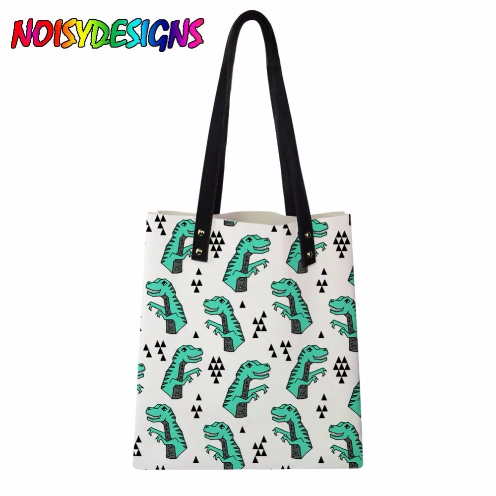 

Women Pu Leather Handbags Purple White Dino Dinosaurs Baby Printing Shoulder Bags Mochila Bolsa Feminina Girls Shopping Totes