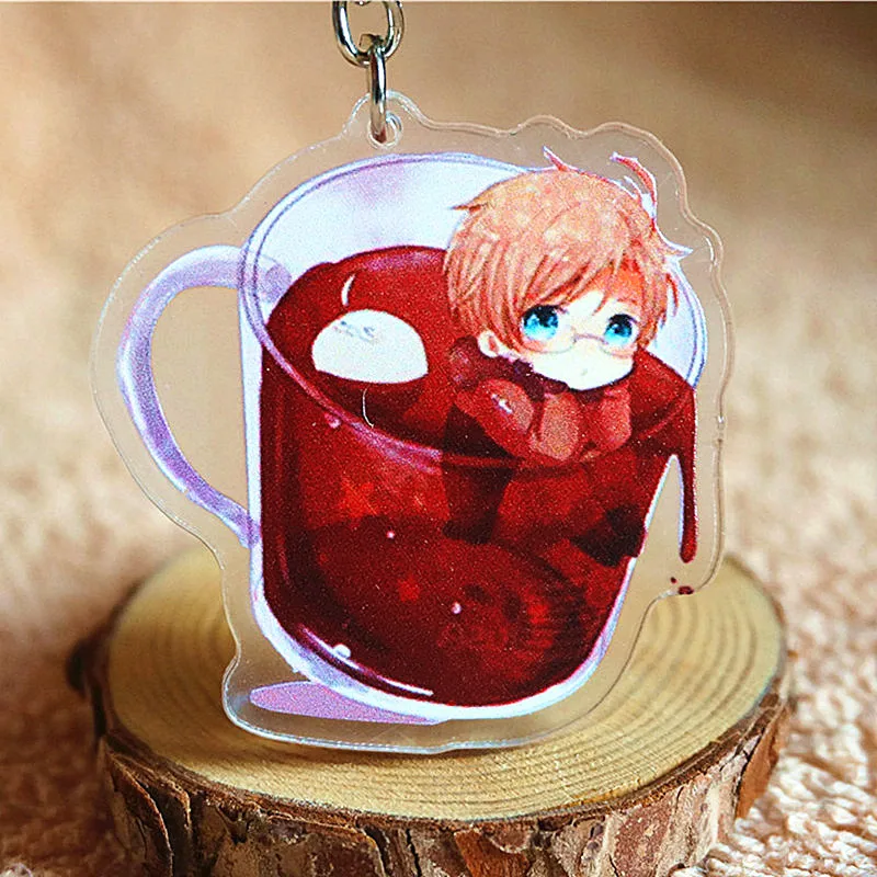 

Hetalia Axis Powers UK USA In The Wine Cute Designs Keychain Keyrings Portachiavi Doubleside Print Keychain Pendant