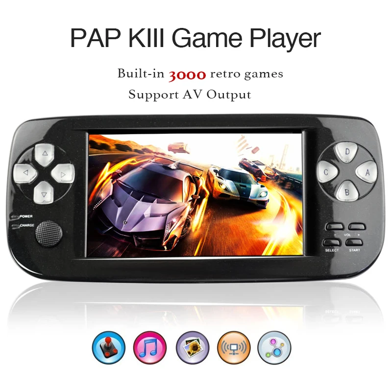 

PAP KIII Retro Game Console 4.3 inch HD Built-in 3000 Retro Classic Games 64 Bit Portable mini Handheld Game Players 16GB