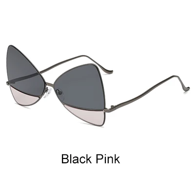Ralferty, солнцезащитные очки для девушек, Для женщин Overized уникальный нерегулярные солнцезащитные очки Брендовая дизайнерская обувь из камня-капельки прозрачно-зеленого цвета Треугольники Oculos B016 - Цвет линз: Black Pink