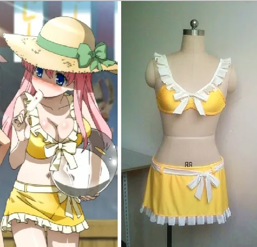 

Saki Heroine Haramura Nodoka Anime Bikini Customized Yellow Cosplay Swimsuit