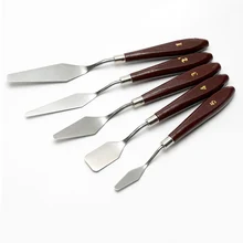 5Pcs Palette Scraper Set oil painting tool Mixed Stainless Stee Spatula Knives For Artist Painting Knife Blade wooden handle