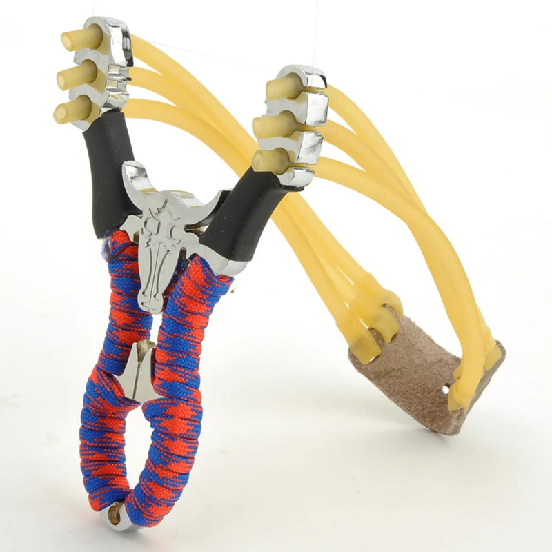 

1PCS Powerful Alloy Slingshot Hunting Thick Wrist Band Catapult Sports Outdoor Hunting Slingshot Bow Rubber
