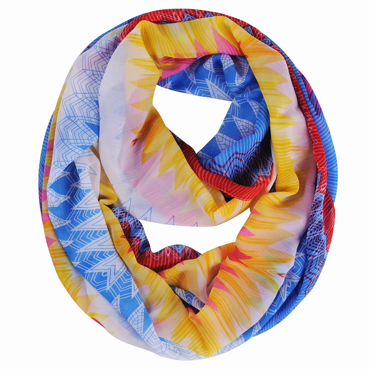10pcs Colored Geometrical Chiffon Infinity Scarves for Women Fashion