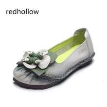 Весенне-осенняя мягкая женская обувь из натуральной кожи на плоской подошве для отдыха; винтажные мокасины; Лоферы для мам; повседневные женские балетки для вождения