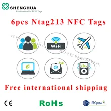 6 шт./упак. программируемый андроид NFC тег 13,56 МГц HF RFID пассивный с клейким этикетком Стикеры ПЭТ Водонепроницаемый E Оплата NFC тег