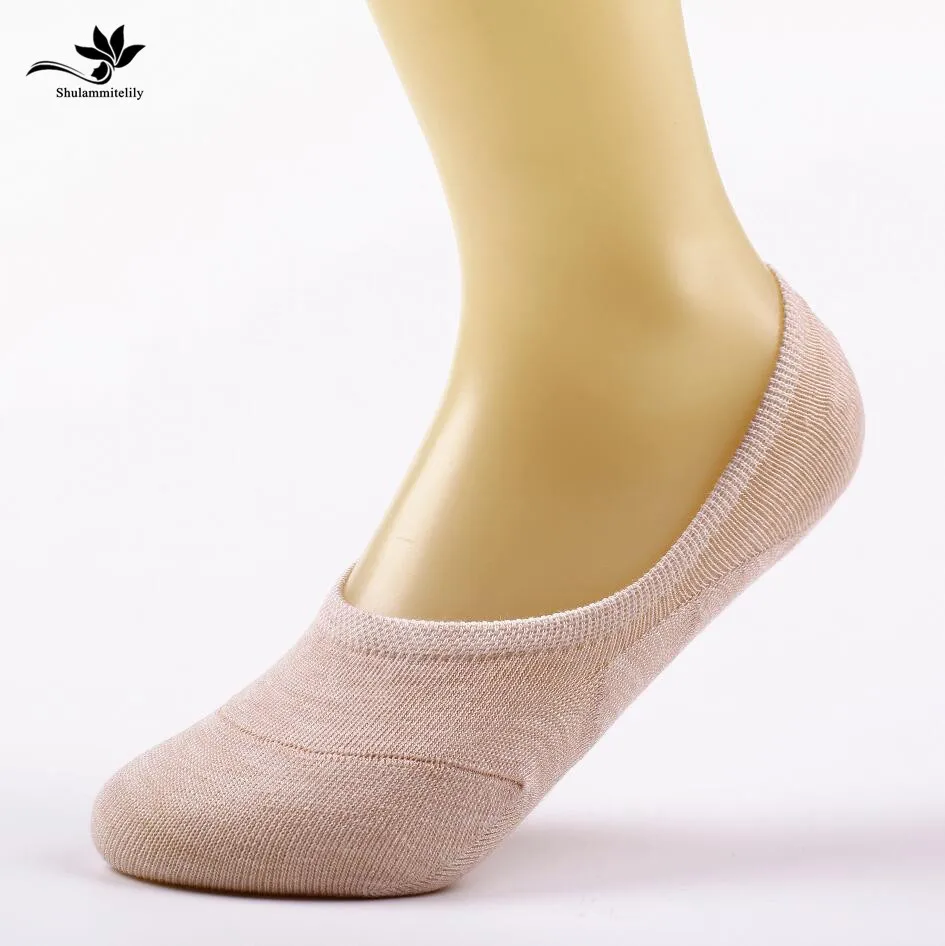 10 шт. = 5 пар/лот Нескользящие женские носки из бамбукового волокна летние невидимые носки-башмачки женские нескользящие яркие цвета Горячая Распродажа