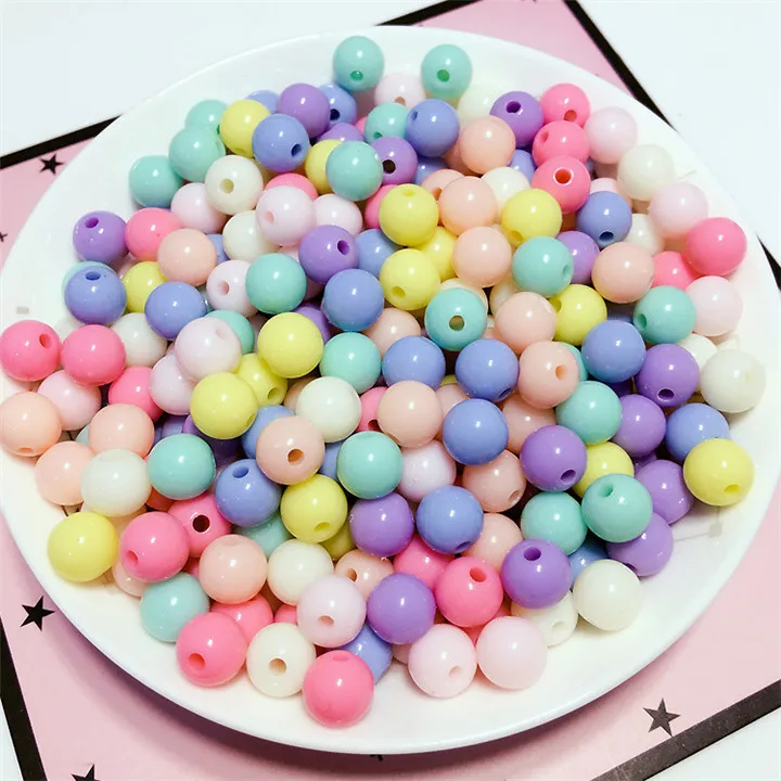 2  Multicolor Round Beads Diy Hand Made Beaded Bracelet Necklace Jewelry Making Candy Color Loose Beads Diy Clothing Accessories