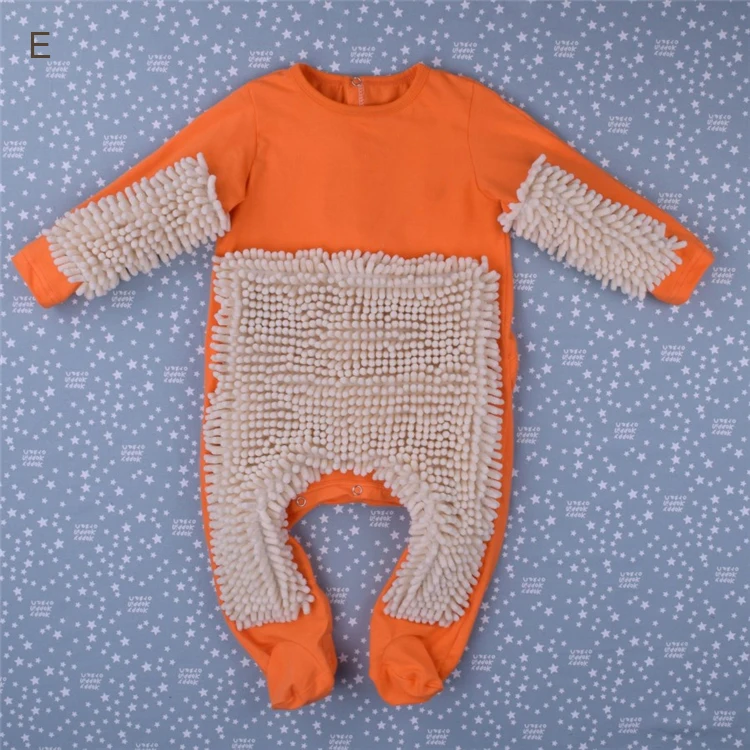 Hot Baby Mop Romper Outfit Unisex Boy Girl Polishes Floors Cleaning Mop Suit Autumn Winter Kids Crawls Toddler Swob Jumpsuit bright baby bodysuits	