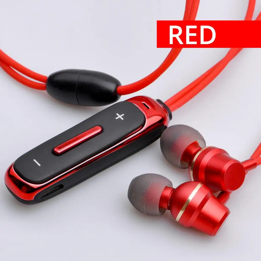 Red Earphone FONKEN Bluetooth наушники-вкладыши Беспроводные наушники с микрофоном Спорт бас магнитное ожерелье наушник в ухо наушники для мобильного телефона - Цвет: Red Earphone