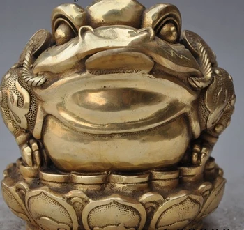 

chinese fengshui brass wealth money coin Golden Toad Bufo Bufo good lucky statue