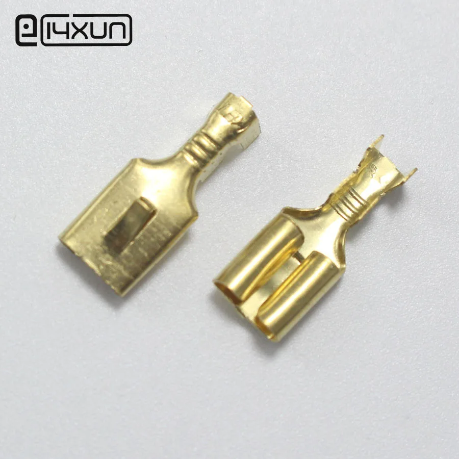 

50pcs Copper 6.3 Crimp Terminal 6.3mm Uninsulated Spring Connector Female Cold Terminal for Car Auto Bike ect