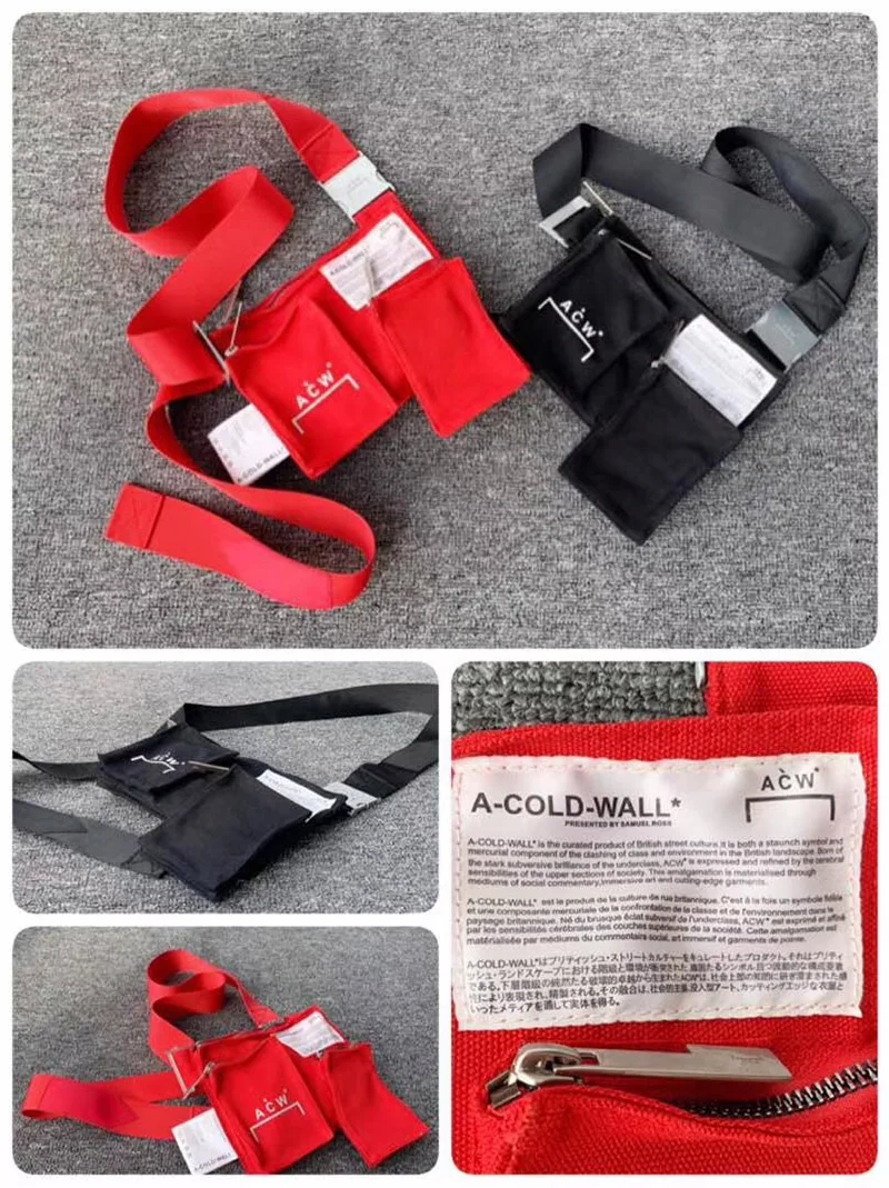 

2019 New A-COLD-WALL Fashion Black Red Crossbody Bag Men Women Street Casual A-COLD-WALL Multi-pocket Travel Backpack