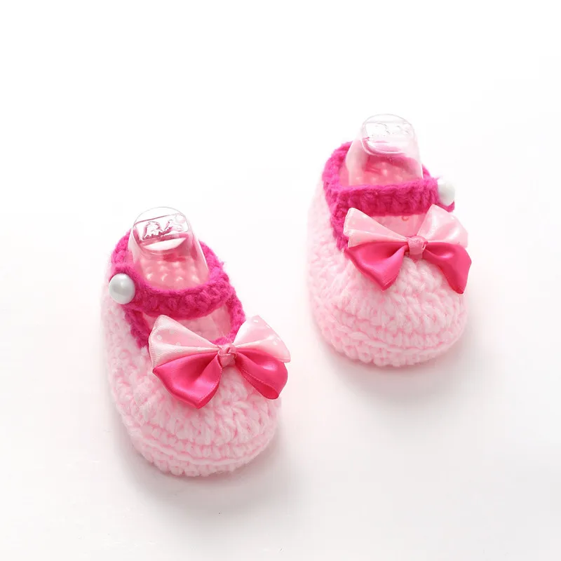 Ручной вязки шерсть детская обувь мягкая подошва малыша обувь (1-18 месяцев)