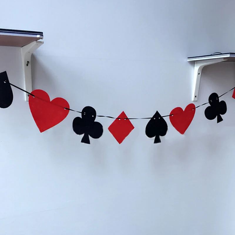 

Bunting Flag Creative Casino Party Felt Banner Sign Birthday Hanging Decoration Festa Infantil Playing Cards Poker Banner
