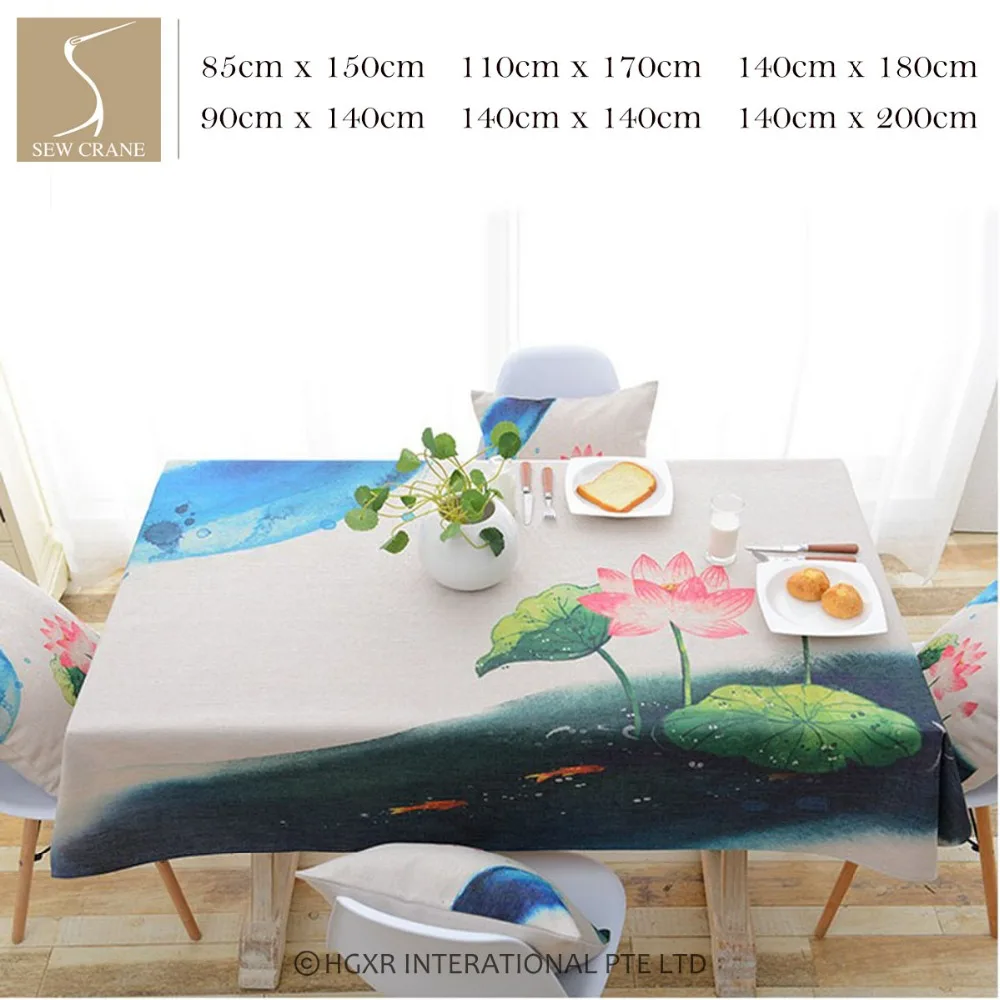 SewCrane Watercolor Painting of Lotus Flowers Table Cloth Home Living