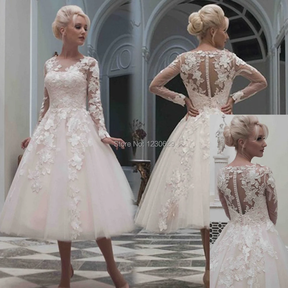 Custom Made V Neck Long Sleeve Illusion Backless With Appliques