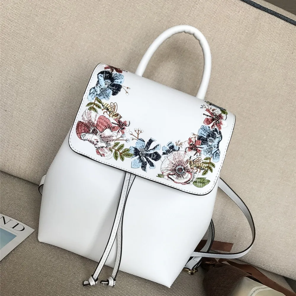 Для женщин Мини вышивка цветок Backpckpack Модельер из искусственной кожи рюкзаки для