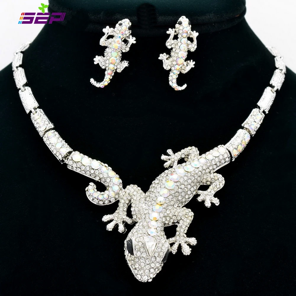 Женский ювелирный комплект из колье и серёг в виде ящерицы|necklace earring set|earrings setfashion