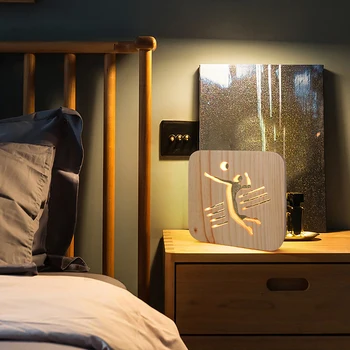 

Home Decorating Wooden Night Lights Children's Bedroom Decoration USB LED Energy Saving Bedside Table Lamp Christmas Gift