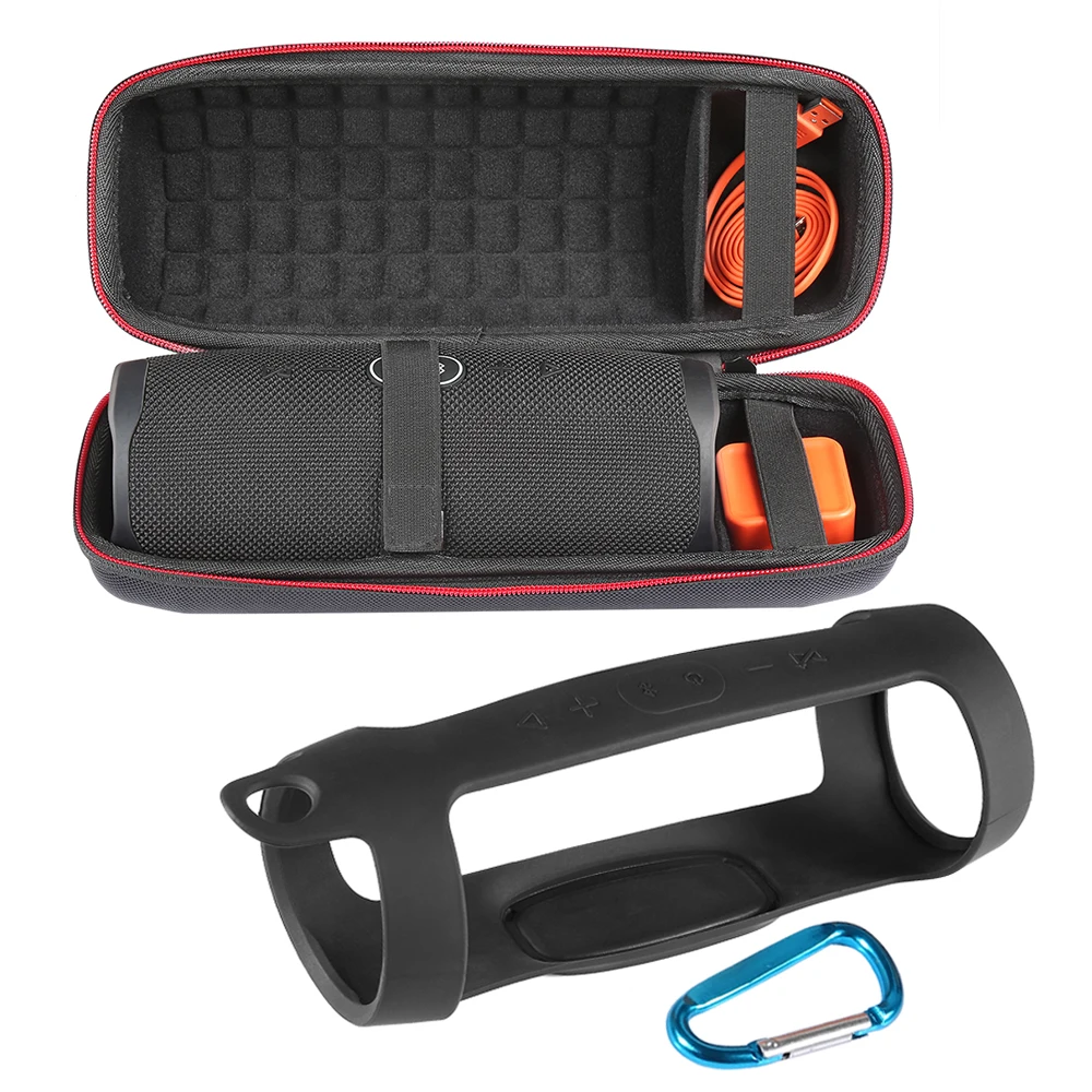 

2 in 1 Hard EVA Carry Zipper Storage Box + Soft Silica Gel Case Cover for JBL Charge 4 Bluetooth Speaker For JBL Charge4 Column