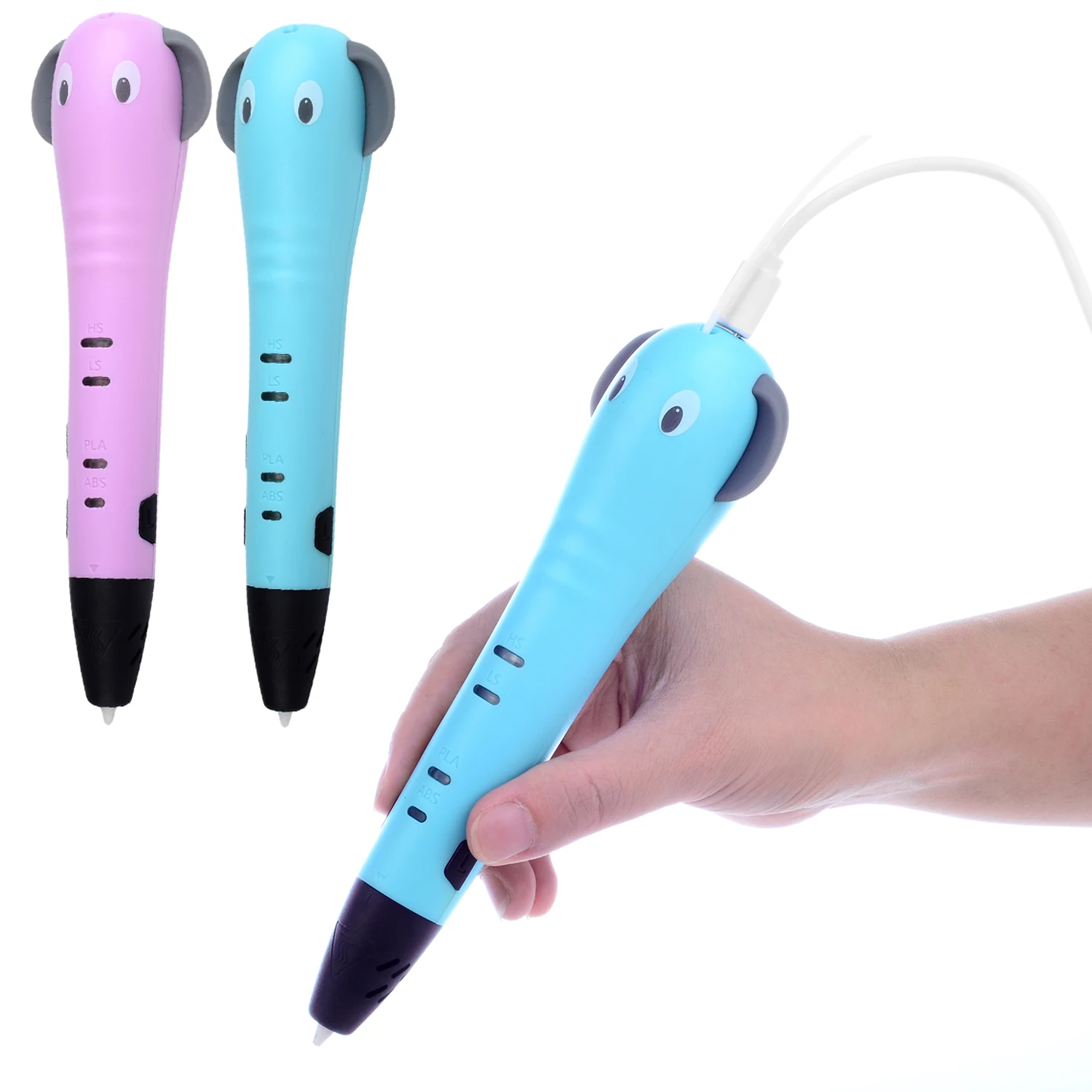 

Kids Cute Elephant Shape Adjustable Temperature Speed 3D Printing Drawing Printer Pen with Filament USB Cable for DIY Crafts