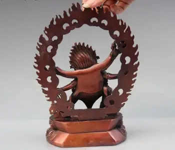 

China Buddhism Temple Bronze Copper 6 Arm Mahakala Wrathful Deity Buddha Statue