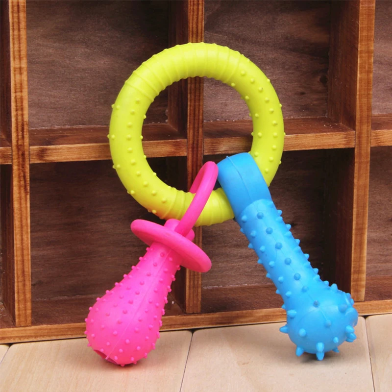 

Rubber Pacifier Pet Dog Toys Interactive Rubber Soother Pet Dog Cat Puppy Elasticity Teeth Dog Chew Toys Ring Tooth Cleaning Toy
