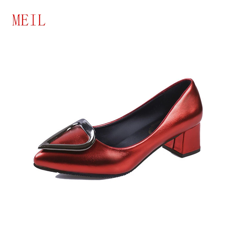 

Office Ladies High Heel Shoes Women Pointed Toe Buckle Thick Heels Pumps Sexy Party Club Female Footwear Sandals Valentine Shoes