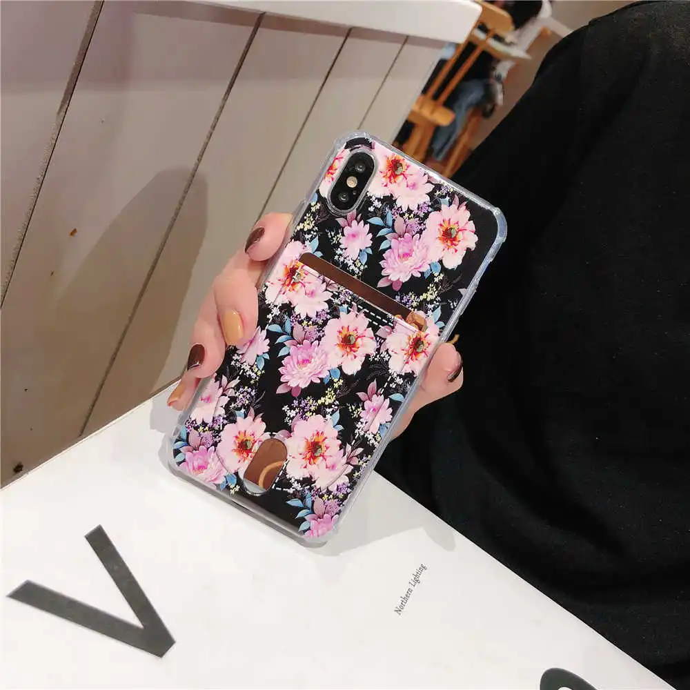 For Iphone X Case Marble TPU Case for Iphone 8 8Plus Credit Card Holder Back Cover for iphone 6 6plus 7 7plus Protective shell (24)