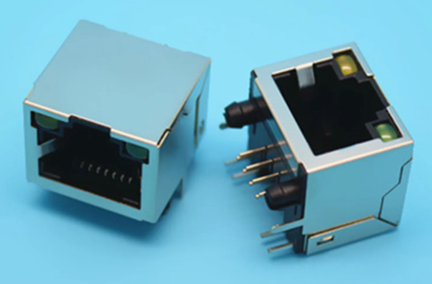 2 PCS Tomada RJ45 90-graduação Ângulo Direito PCB Blindado Conector de Rede Com LED Sem estilhaços