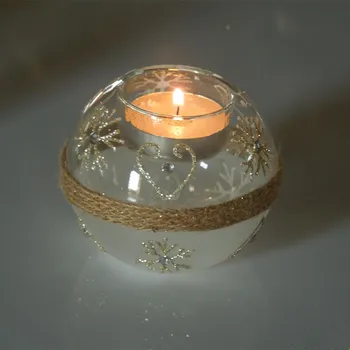 

Free Shipping Diameter=10cm Glass Candle Holder Hand Painting Craft Glass Candle Holder Wedding Decoration Christmas Decoration