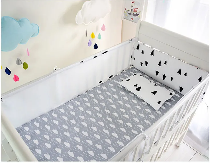 

Promotion! 5PCS Cartoon Cotton Baby Bumper Set Unisex Cartoon Crib Bedding Sets Detachable ,include:(bumper+sheet)