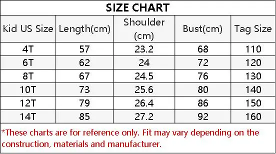 Us Girls Dress Size Chart