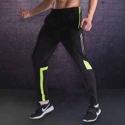 Новые мужские спортивные штаны для бега с карманами, тонкие футбольные штаны для взрослых, леггинсы для бега, тренировочные брюки тренажерный зал фитнесс - Цвет: 9011 green