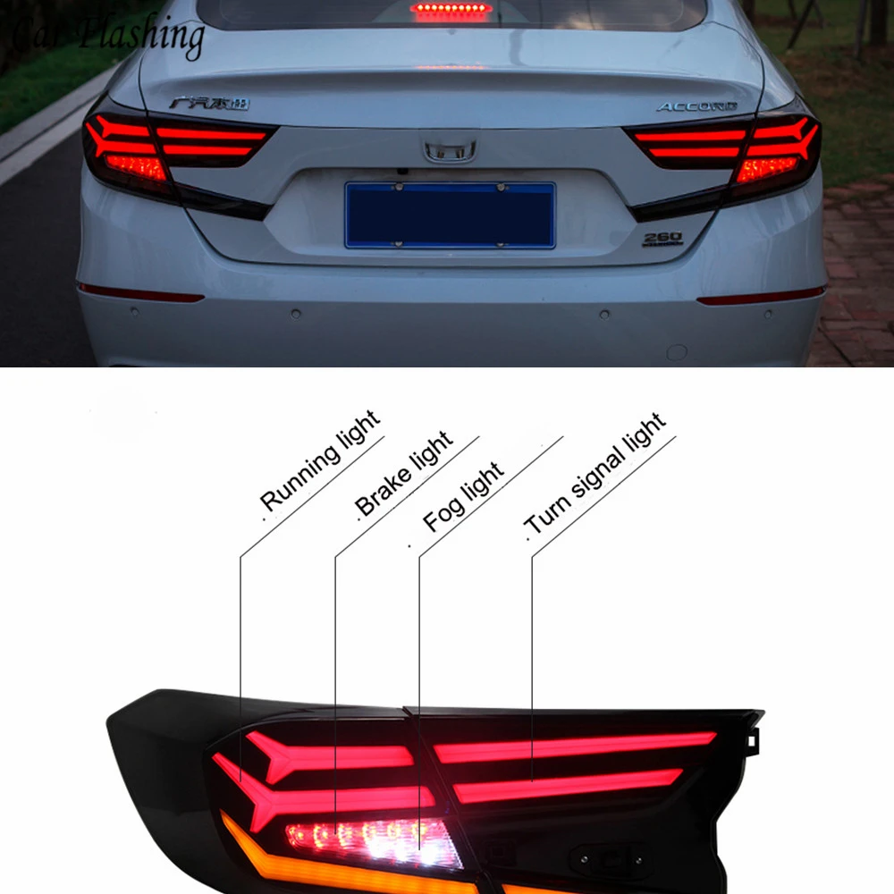 

2PCS Car Styling taillight tail lights case for Honda Accord 2018 LED taillights case for Accord Tail Lamp rear trunk lamp cover