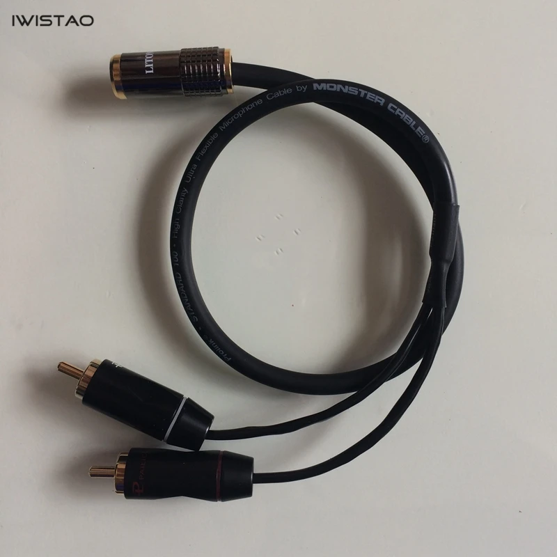 IWISTAO HIFI Cable RCA to 3 5mm Female Plug Audio Cable for DAC Preamplifier Output Connect Headphones 4N Oxyge Free Shipping