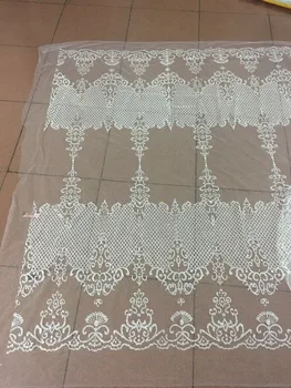 

Hot selling Jolin-288 glued glitter sequins lace fabric African French net tulle Lace Fabric for party