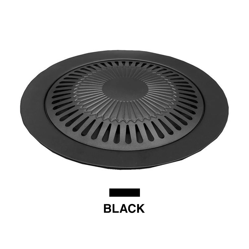 GT Korean Style Non-stick Smokeless Barbecue BBQ Gas Grill Home Party Barbecue Pan Meat BBQ Gas Stove Plate Cooking Tool - Цвет: Black