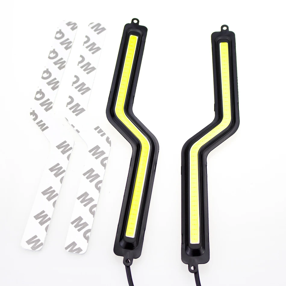 

2pcs LED COB Z Shape Car DRL Driving Daytime Running Lamp 12V Ultrathin Waterproof Car Fog Lights CC