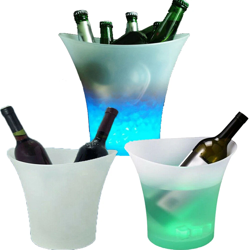 Новое поступление 6 цветов светодиодный свет ведро для охлаждения шампанского льдом вино, напитки охладитель льда для пива Бар вечерние 5L