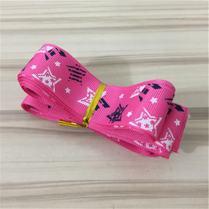 25 мм 1 ярд ярко розовый/розовый красный Grosgrain печатные ленты для свадебного