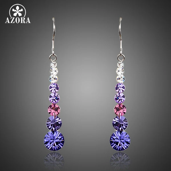 AZORA Multicolour Round Stellux Austrian Crystal Wedding Drop Earrings For Women TE0260