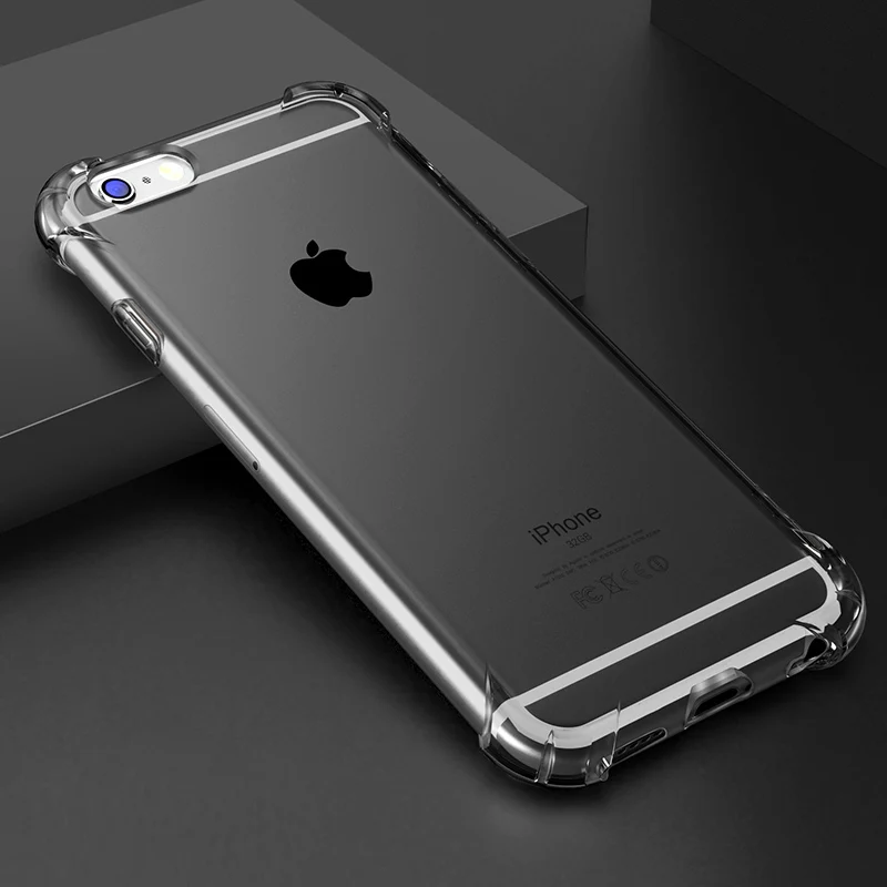 Мягкий силиконовый прозрачный противоударный чехол для iPhone 6 S 6 S iPhone 11 Pro XS Max XR X 10 7 8 Plus 6plus 6splus 7plus 8plus чехол для телефона - Цвет: Черный