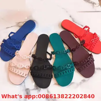 

Slippers Women Wear Fashion Jelly Shoes Summer Chain Beach Half Drag Ladies New Pig Nose Sandals Luxury Shoes Women Designers