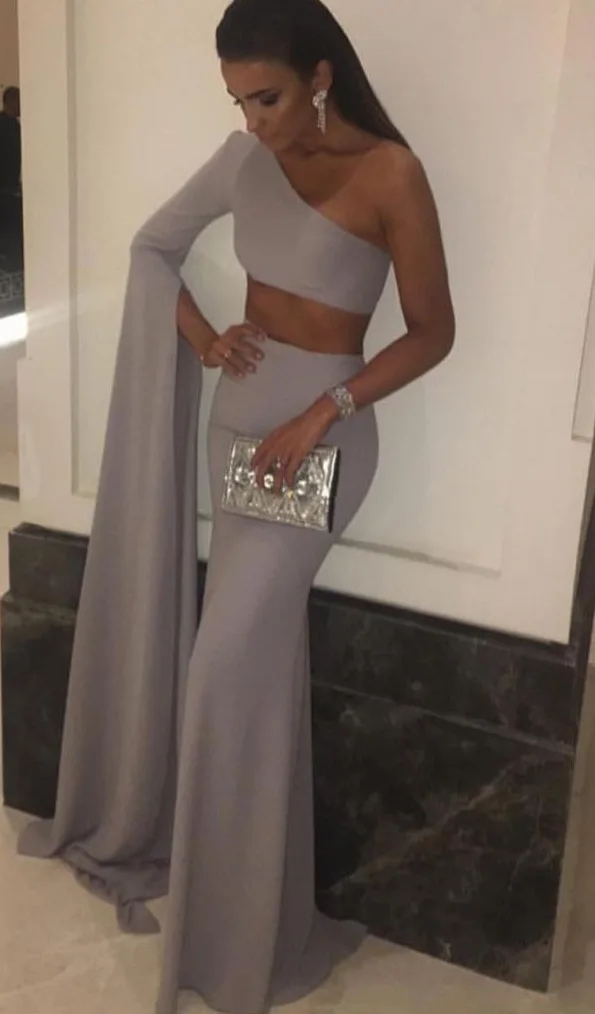 two piece one shoulder dress