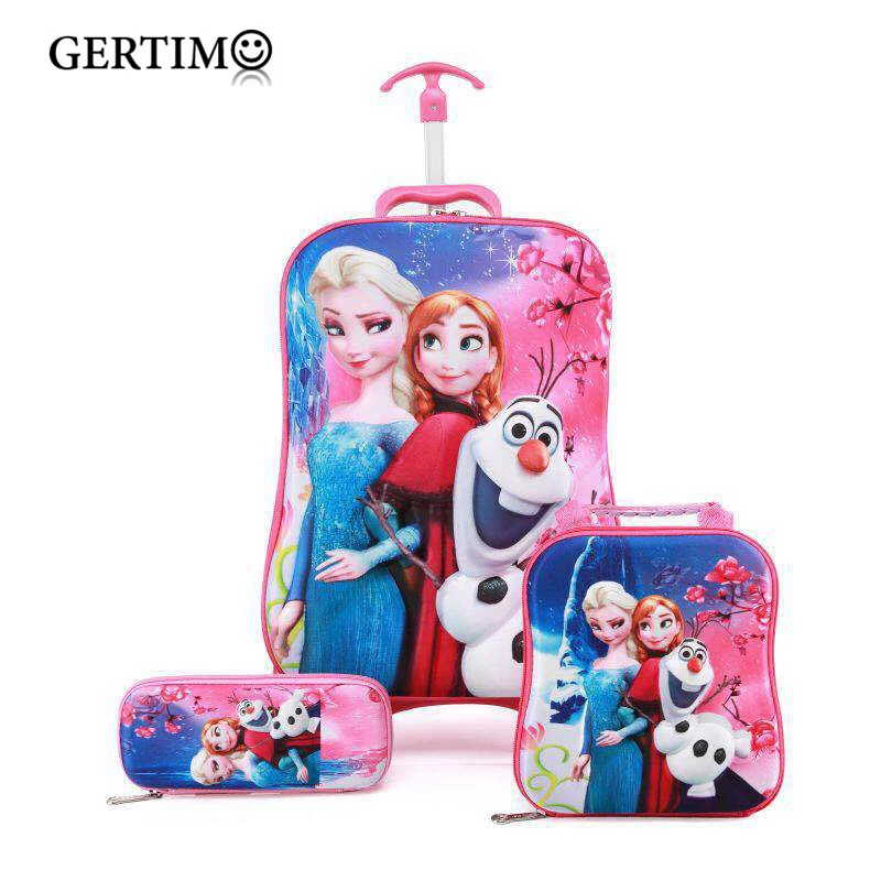 Children Wheeled Backpack Children's School Backpack with Wheel Trolley Luggage Boys Girls School Backpack Gift Bag