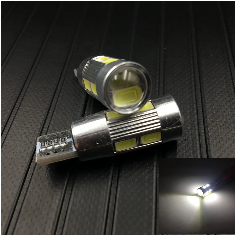 2 шт. авто светодиодный Canbus T10 10 SMD 5630 5730 W2.1x9.5d W5W 192 194 белый 12V автомобиль Клин Парковка Светильник Ширина лампы маркер светильник лампочка