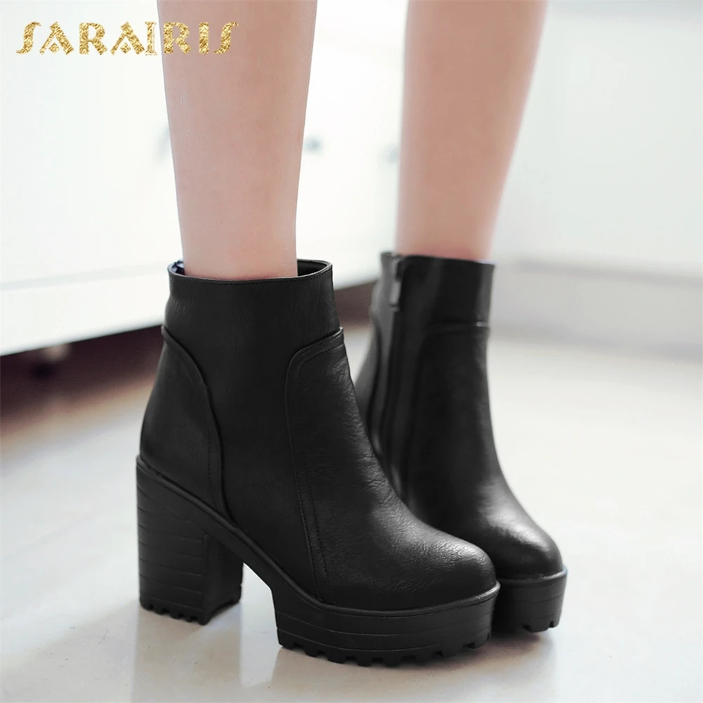 

On Sale 2019 Wholesale plus Size 43 Comfortable Platform Waterproof High Heels Ankle Boots Women Shoes Winter Shoes Woman Boots